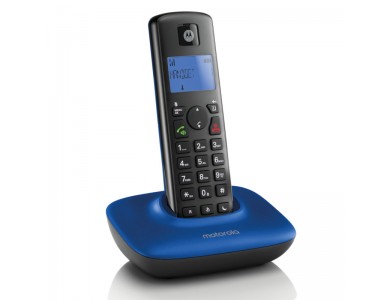 Motorola T401+ Ασύρματο Τηλέφωνο, με Φραγή Αριθμών, Aνοιχτή Aκρόαση, Λειτουργία DND & Τηλεφωνικό Κατάλογο 50 Ονομάτων, Blue