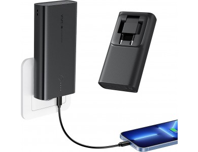 VRURC ACE100 10000 PD 20W USB-C Power Bank 10.000mAh με Built-in Πρίζα, Power Delivery & QC3.0, Μαύρο