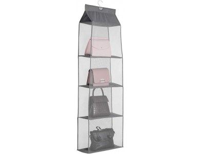 AJ 4-Tier Hanging Purse Organizer for Closet 120 x 40 x 16cm, grey