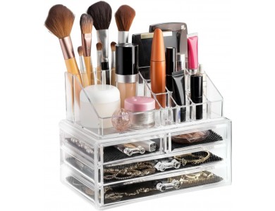 AJ Makeup & Cosmetics Organizer with 4 Drawers, Συρταριέρα Καλλυντικών & Αξεσουάρ, Transparent