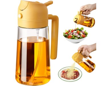 AJ Oil Sprayer for Cooking 470ml, Glass Oil Sprayer, Orange