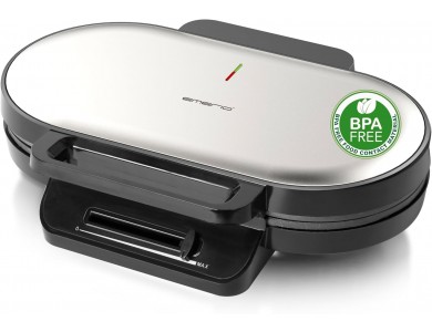 Emerio Waffle Maker, Double Waffle Maker 1200 W with Adjustable Temperature, For 10 Heart-Shaped Waffles, BPA-Free
