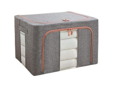 AJ Clothes Storage Organizer Bag 101L, Clothes Storage Box with 2 Openings/Window, 62x43x38cm, Grey