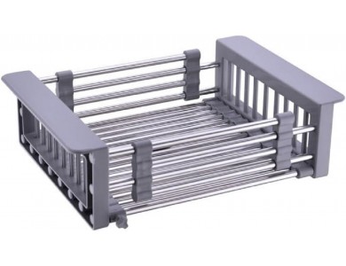 AJ Extendable Sink Dish Drying Rack, Στεγνωτήρας Νεροχύτη Επεκτεινόμενος 28-45 x 22 x 11cm, Light Grey