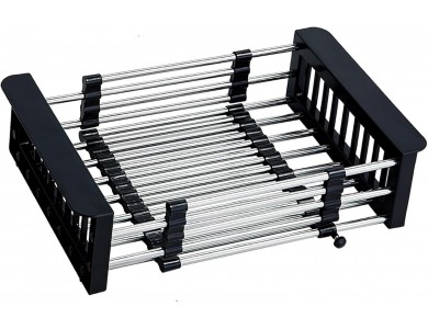 AJ Extendable Sink Dish Drying Rack, Extendable Sink Dryer 28-45 x 22 x 11cm, Black