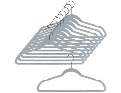 Vilde Velvet Clothes Hangers Set of 10pcs with Rotating Hook, Gray