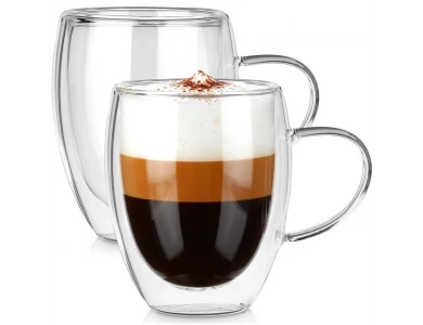 Vilde Premium Double Walled Glass, Φλυτζάνια για Cappuccino / Latte Macchiato σετ των 2τμχ 320ml από Διπλό Βοριοπυριτικό Γυαλί,