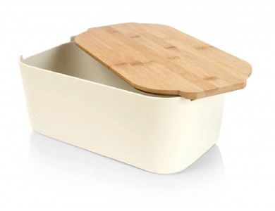 Vilde Premium Bread Bin, Ψωμιέρα με Επιφάνεια Κοπής από Μπαμπού 33x18.5x12cm, Cream