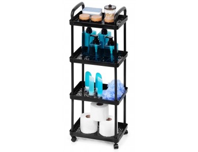 Vilde Trolley / Storage Rack with 4 Shelves 86x30x21cm, Black