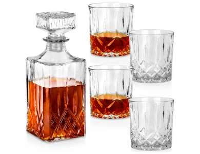Vilde Whisky Glasses & Bottle Set - Σετ Ουίσκι, με 4 Ποτήρια & Μποτίλια