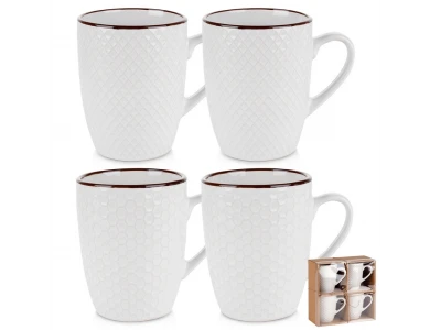 Vilde Premium Mugs Ceramic, Κούπες Κεραμικές σετ των 4τμχ 400ml, Λευκές