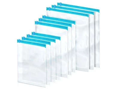 Vilde Vacuum Storage Bags, Σετ 10τμχ Σακούλες Αποθήκευσης για Τσάντες / Ρούχα Αεροστεγής με Κενό Αέρος, Διαφανείς