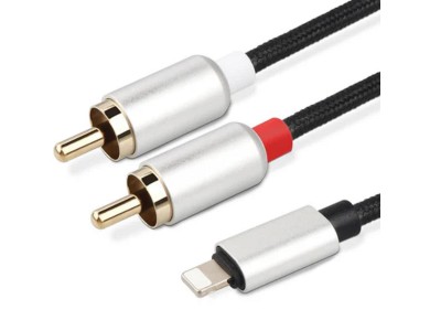 Nordic Lightning Male to 2RCA Male 1.2μ. Auxiliary Stereo Y Splitter Audio Cable, με Νάυλον Ύφανση