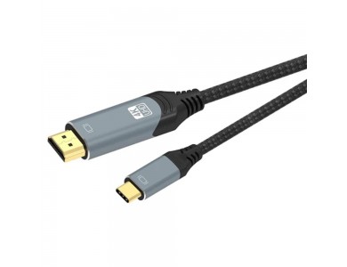 Nordic USB-C to HDMI 4K@60Hz Adapter 3m. Cable with Nylon Weave (Thunderbolt / HDMI 2.0), Black