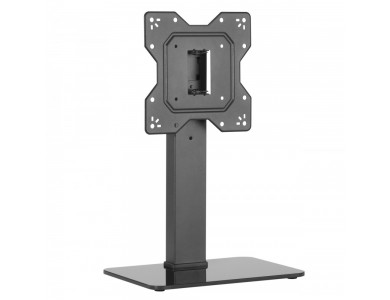 Techly Single Arm Desk Mount with Glass Base, Monitor & TV Stand 23”-43”, up to 40kg