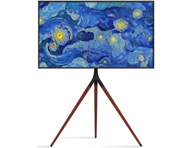 Techly Walnut Design TV Floor Stand, Βάση Τηλεόρασης Δαπέδου 45"-65" και 32kg, Black