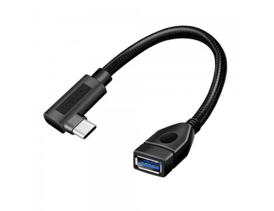 Techly USB-C 3.2 Gen2 to USB-A Adapter with 20cm Nylon Braided Cable Aluminum OTG Adapter Type-C Male to USB-A Female