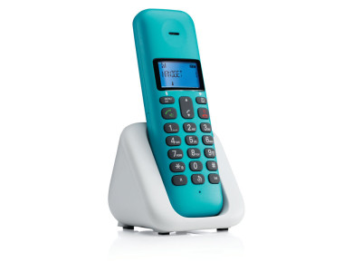 Motorola T301 Cordless Phone with Speakerphone & 50 Names Directory, Turquoise