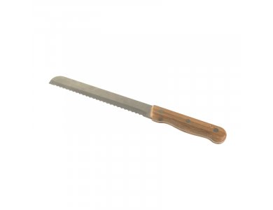 Pebbly Bread Knife, Bamboo Knife with Bamboo Handle and Stainless Steel Blade 32cm