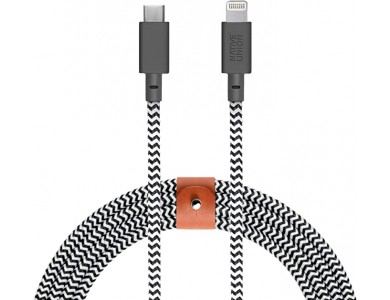 Native Union Belt Ultra-Strong 3μ. USB-C σε Lightning καλώδιο για Apple iPhone / iPad / iPod MFi, με Νάυλον Ύφανση, Zebra