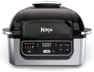 Ninja AG301 Foodi Grill Airfryer, Πολυμάγειρας 4-σε-1, 1760W με Χωρητικότητα 5.7lt - Black / Silver