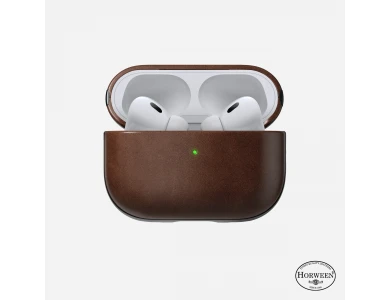 Nomad Modern Leather Case AirPods Pro 2, Leather Case Horween Leather from the USA, Rustic Brown