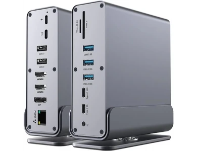 Nordic 15-in-1 USB-C Hub, Triple Display Docking Station, 4K@60Hz HDMI, USB-A & C 10Gbps, LAN 1Gbps, Card Reader & PD 100W