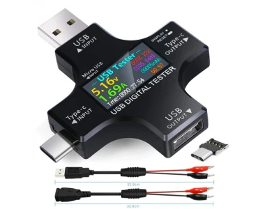 Nordic 2 in 1 Type C USB Power Meter Tester, Συσκευή ελέγχου φόρτισης με Fast charge support Temperature & Working Time Detector