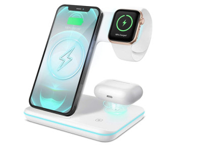 Nordic 3in1 Ασύρματος Φορτιστής 15W Για iPhone, Airpods & Apple Watch, Qi Wireless Charger - QI-502, Λευκός