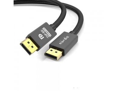 Nordic DisplayPort 2.1 Cable 3m. Gold Plated 16K@60Hz / 4K@165Hz, With Nylon Weave, Black