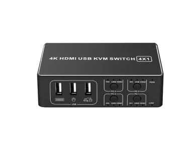 Nordic USB 2.0 & HDMI 4K@60Hz, 5 in - 4 Out Για διαμοιρασμό 4 συσκευών USB (Mouse, Keyboard, Scanner) & 1 Monitor σε 4 PC