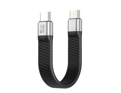 Nordic USB-C to USB-C 3.1 Gen2 Cable 10cm Flat - USBC-N1049, Black