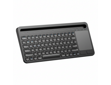 Nordic Ultra Slim Bluetooth Multi-Device Keyboard with Touchpad & Tablet / Smartphone Holder, Black