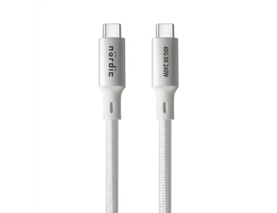 Nordic Καλώδιο USB-C σε USB-C 50cm Thunderbolt 4.0 240W / 40Gbps, USB 4.0, 8K60Hz, με Νάυλον Ύφανση, White