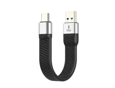 Nordic USB-C σε USB 3.1 Gen1 Καλώδιο 10cm Flat - USBC-N1048, Μαύρο