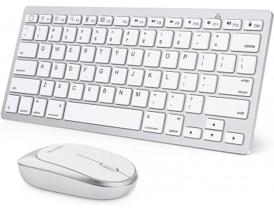 OMOTON KB066 Bluetooth Ultra Thin Keyboard and Moude Combo, Σετ Ασύρματο Πληκτρολόγιο + Ποντίκι για iPad / Laptop κ.α., Silver