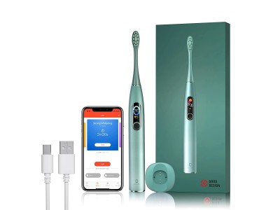Oclean X Pro Smart Electric Toothbrush with DuPont bristles, Charging Stand, Quick Charge & Interactive Display, Green