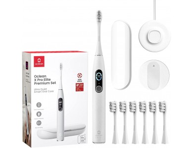 Oclean X Pro Elite Smart Electric Toothbrush, DuPont bristles, Charging Stand, Quick Charge, Interactive Display, Set of 10