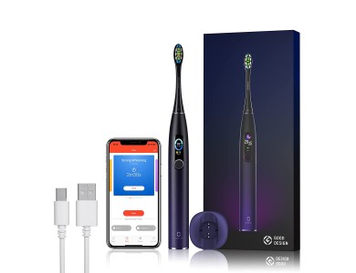 Oclean X Pro Smart Electric Toothbrush with DuPont bristles, Charging Stand, Quick Charge & Interactive Display, Purple