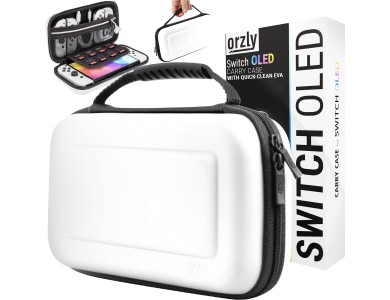Orzly Nintendo Switch OLED carrying case for device and accessories, White