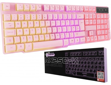 Orzly RX250-K, RGB Gaming Keyboard (PC / PS4 / Xbox), Pink
