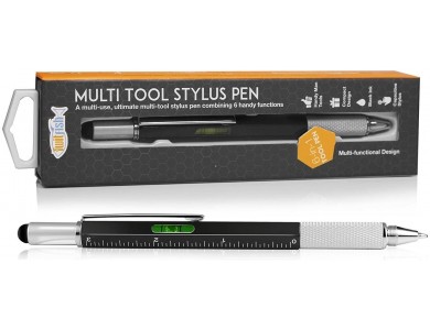 Orzly Twitfish Stylus Pen for Tablet / Smartphone & Pen / Ruler / Screwdriver / Alpha 6-in1, Black