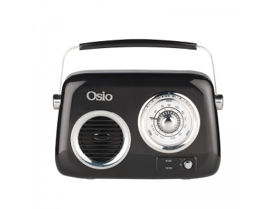 Osio OPR-3040B Ρετρό Φορητό Αναλογικό Ραδιόφωνο 24W με Bluetooth, AUX, USB, FM, Subwoofer & Διάρκεια Μπαταρίας έως 7 Ώρες, Μαύρο