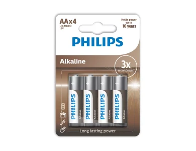 Philips AA Long Lasting Power Alkaline Batteries 1.5V LR6, 4pcs.