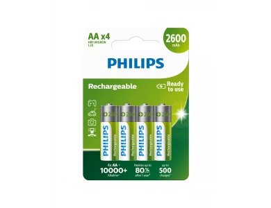 Philips AA Επαναφορτιζόμενες Μπαταρίες 2600mAh Ni-MH Ready To Use 4 Τεμ
