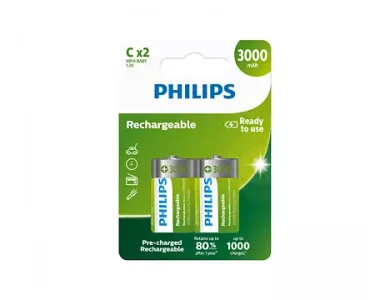 Philips C Επαναφορτιζόμενες Μπαταρίες 3000mAh Ni-MH Ready To Use 2 Τεμ