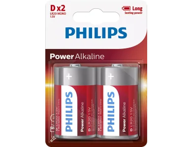 Philips D Power Alkaline Batteries 1,5V LR20, 2 pcs.