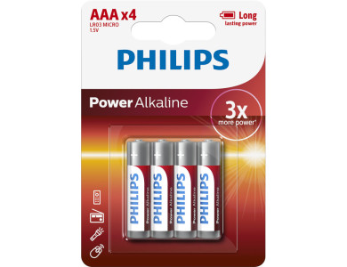 Philips AAA Power Alkaline Batteries 1.5V LR03, 4 pcs.