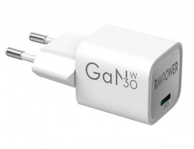 RAVPower RP-PC1056 Φορτιστής πρίζας 30W Type-C με GaN 5.0 PD, White