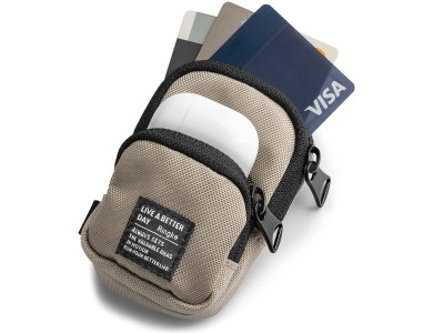 Ringke Mini Pouch Two Pocket, Travel Bag for carrying Gadget, Electronics & Documents, Beige